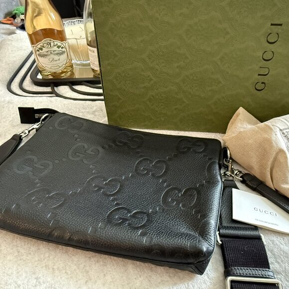 Men's Gucci Monogram Embroidered Leather Crossbody - Picture 10 of 10